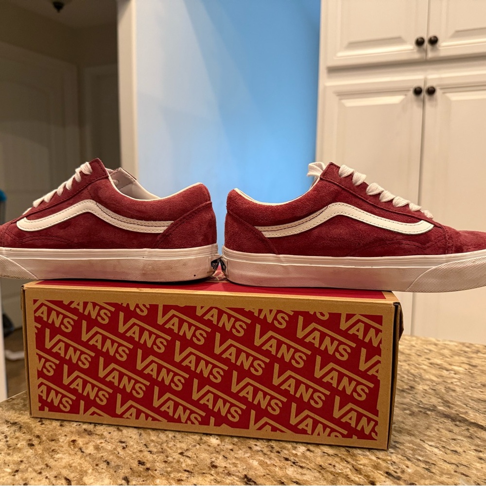 Vans Maroon and White Old Skool Sneakers - Picture 2 of 6